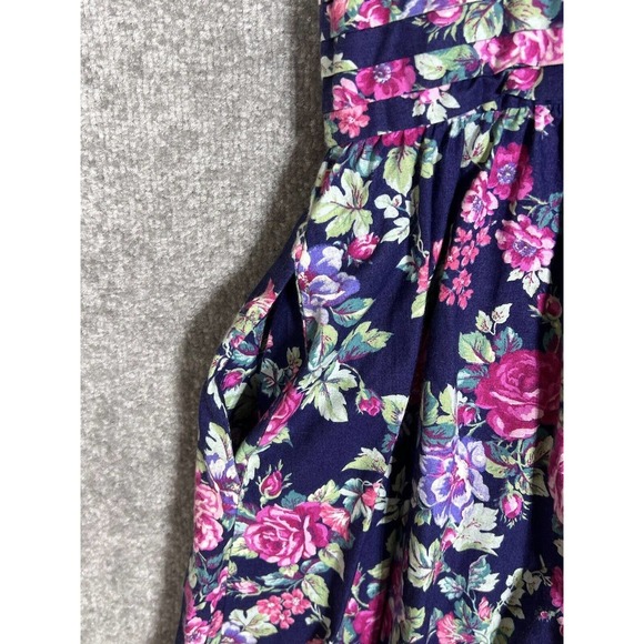 Vintage USA Positive Attitude Floral Dress Womens Size 13/14 Puff Sleeve Pockets - Picture 12 of 14